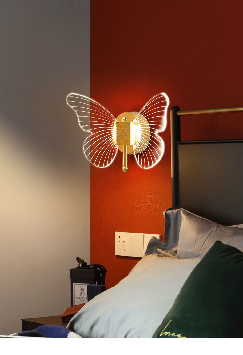 Butterfly Wall Lamp Light Luxury Bedside Warm Decoration