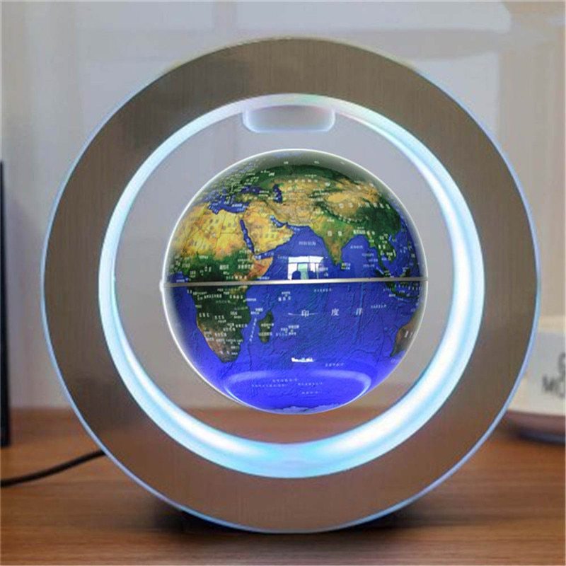 Round LED World Map Floating Globe Magnetic Levitation Light Anti Gravity Magic